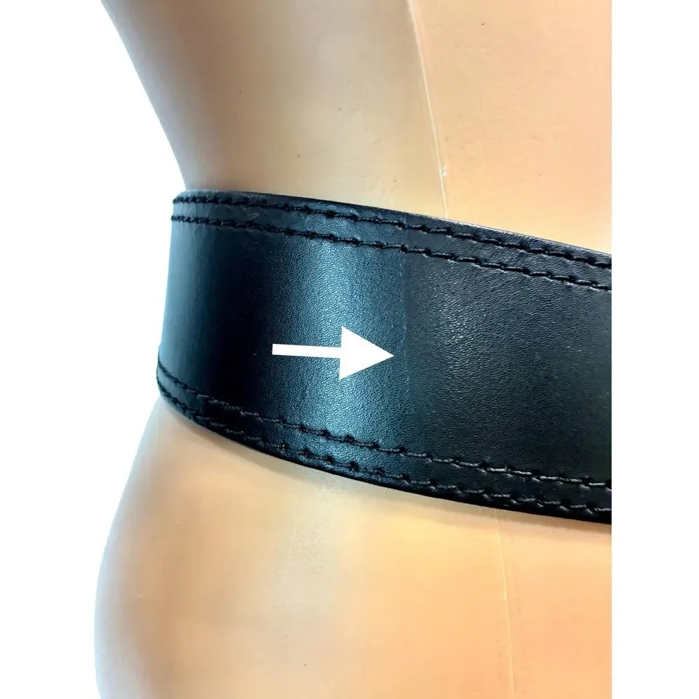 Vintage 80s The Limited Black Leather Belt Made in Italy Sz S Wide 27-33”